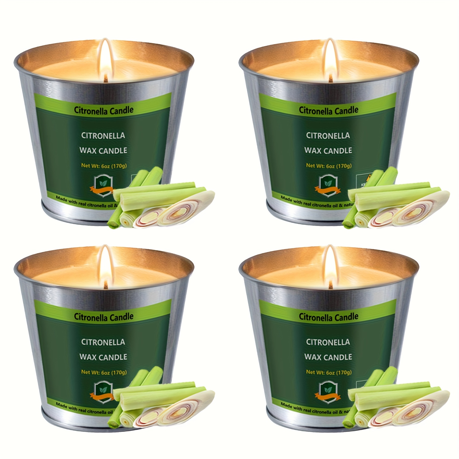 Candle Supplies Glass Jars - 4pcs Citronella Candles Outdoor, 6oz Pack