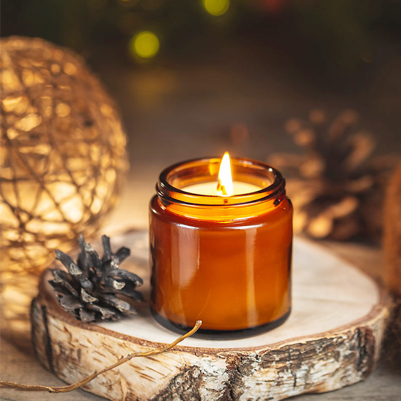 Candle Supplies Glass Jars - Glass Candle Jars, 4oz Amber Round