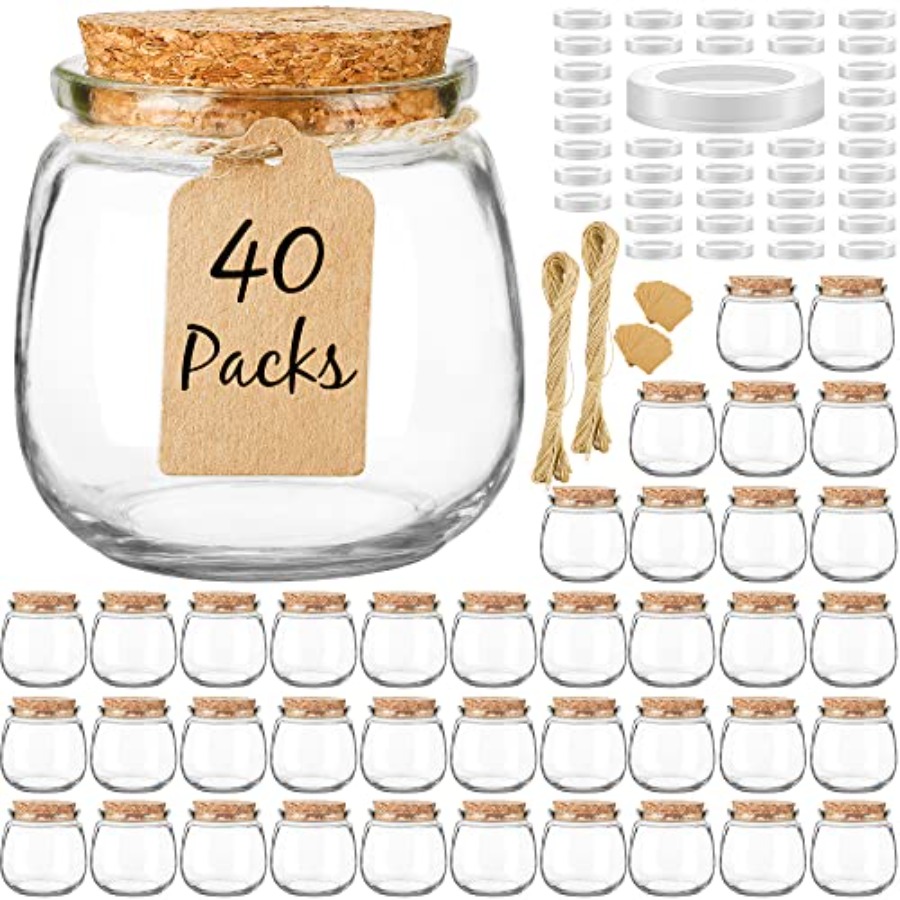 Candle Supplies Glass Jars - 40 Pack Small Glass Jars with