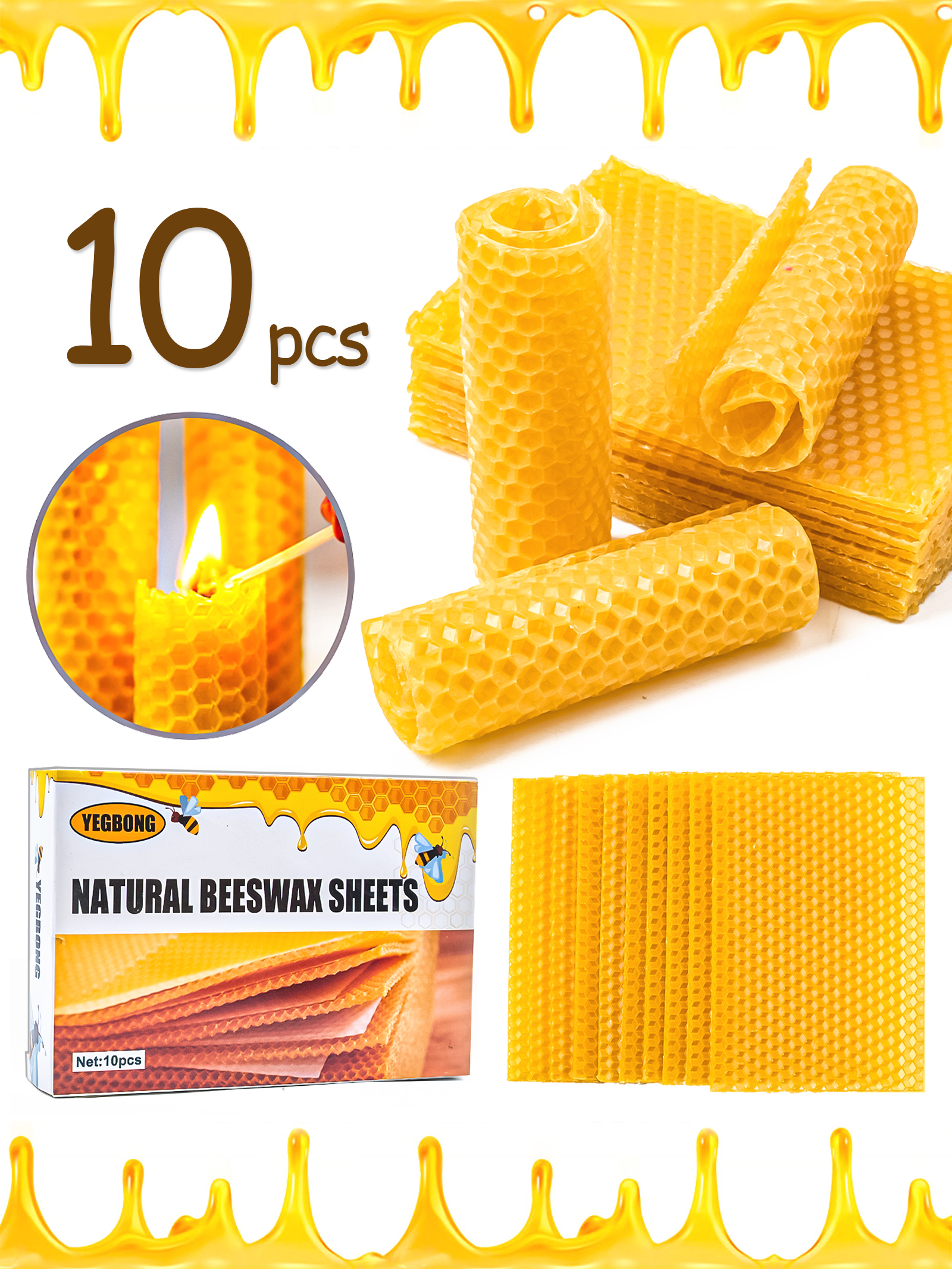 Candle Supplies To Make Candles - 10Pcs Natural Honeycomb Bee Wax Sheets