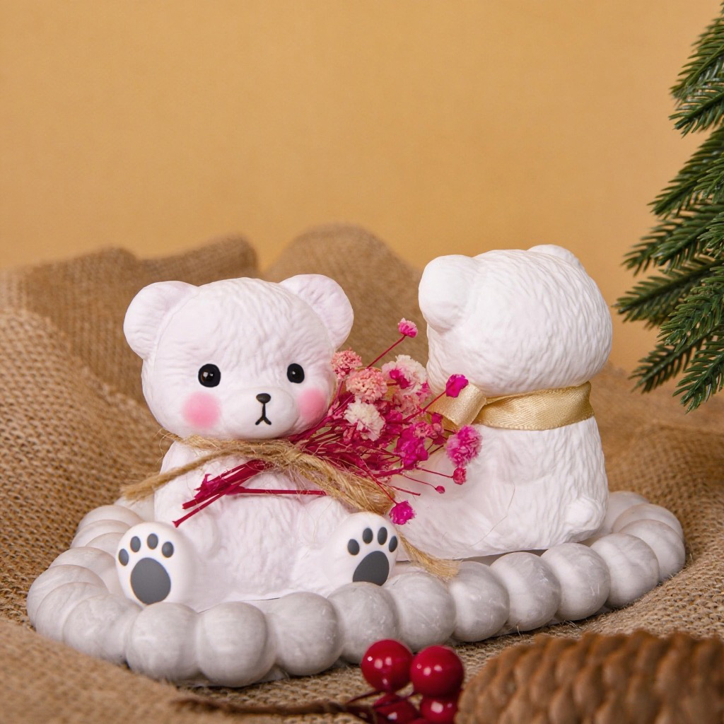 Candle Supplies To Make Candles - 3PCS Couple Bear Silicone Mold Set