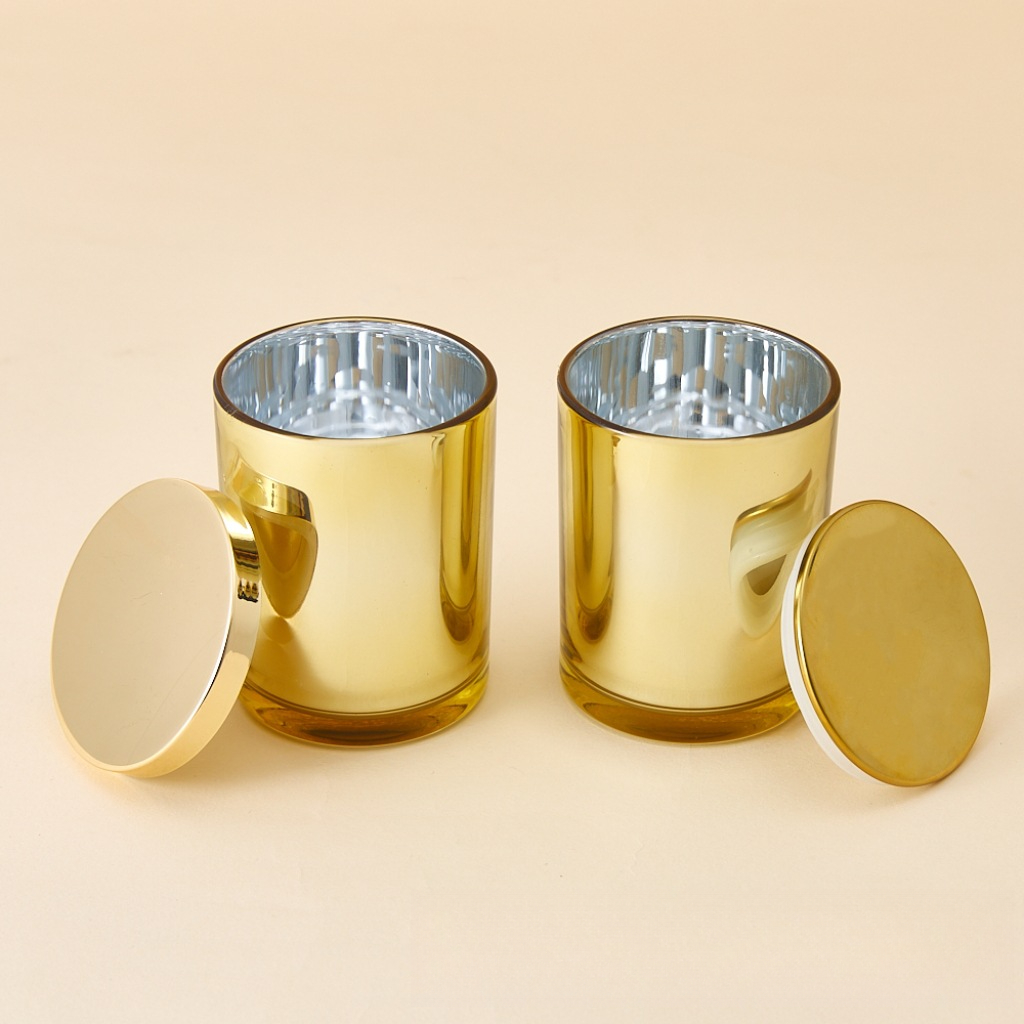 Candle Supplies Glass Jars - Gold Electroplating Candle Glass Holder, Empty