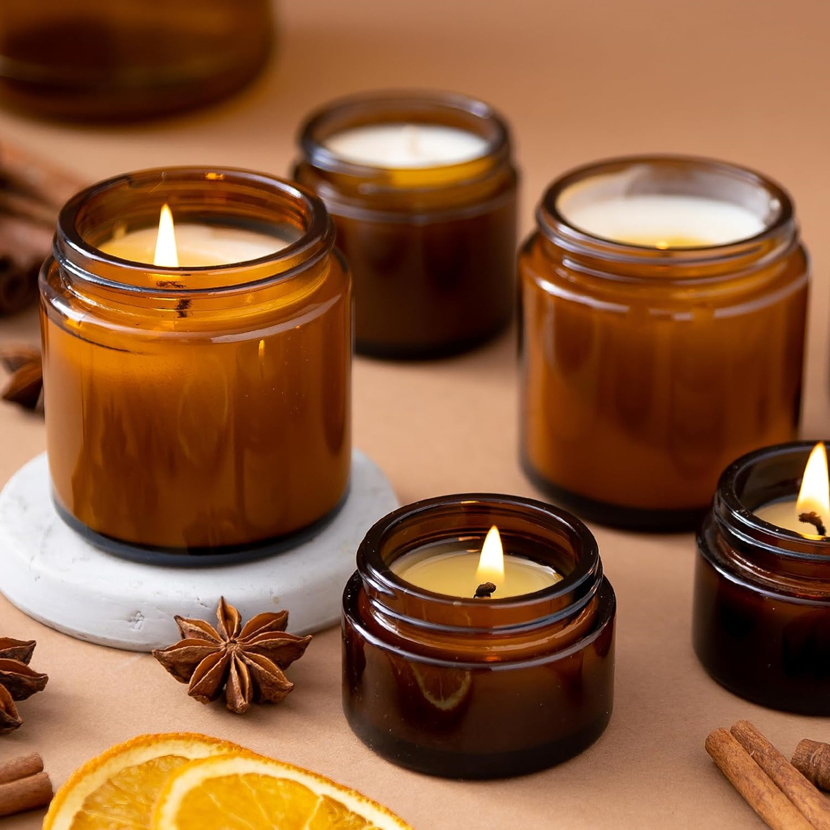 Glass Candle Jars, 4oz Amber R – обзор и цена Candle Supplies Glass Jars
