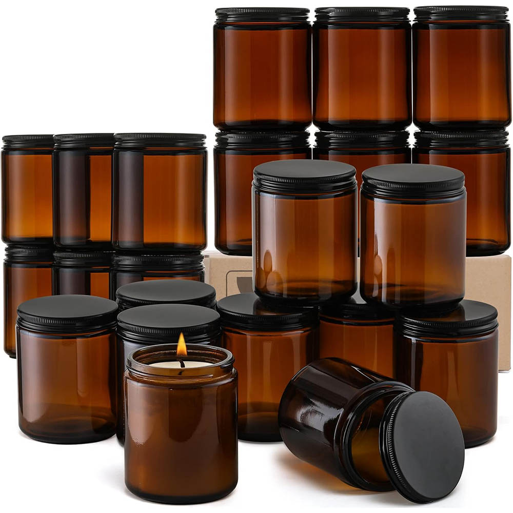 8oz Amber Glass Jars with Blac – обзор и цена Candle Supplies Glass Jars