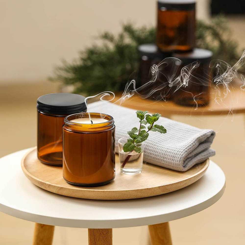 8oz Amber Glass Jars with Blac – обзор и цена Candle Supplies Glass Jars